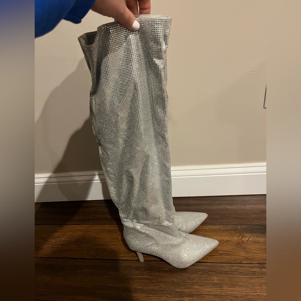 Aldo silver crystal boots